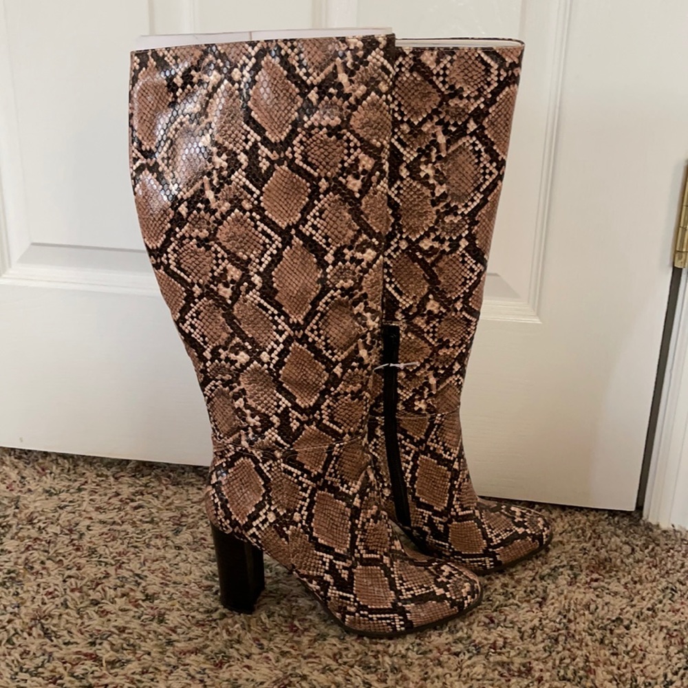 Snake Skin Heeled Boots